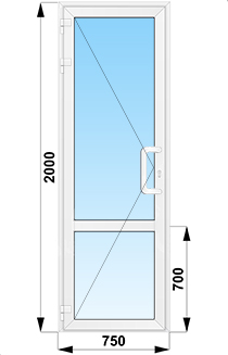 Пластиковые уличные входные двери со стеклянным низом 750x2000